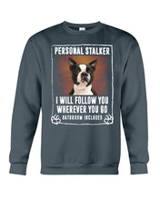 Load image into Gallery viewer, Boston Terrier Personal Stalker St. Patrick's Day Printed Mug Sweatshirt
