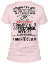Load image into Gallery viewer, Assuming I'm Just Woman  - I'm A Spoiled Wife Of A Grumpy Old Correctional Officer Ladies V-Neck
