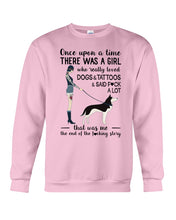 Load image into Gallery viewer, A Girl Really Loved Dogs And Tattoos  Unique Custom Design Sweatshirt
