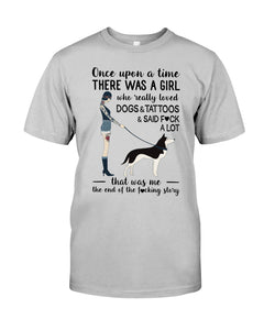 A Girl Really Loved Dogs And Tattoos  Unique Custom Design Guys Tee