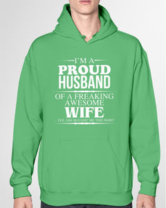 A Proud Husband Of A Freaking Awesome Wife Gift For Family Hoodie