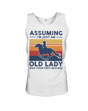 Load image into Gallery viewer, Assuming I'm Just An Old LAdy Was Your First Mistake Retro Vintage Unisex Tank Top
