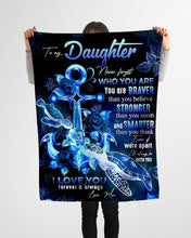Load image into Gallery viewer, Blue Turtle And Roses Gift For Daughter I Love You Forever And Always Fleece Blanket

