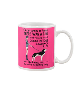 A Girl Really Loved Dogs And Tattoos  Unique Custom Design Mug