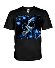 Load image into Gallery viewer, Lovely Phone Case With Dolphin Twinkling Blue Heart Gift For Dolphin Lovers Guys V-Neck
