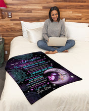 Load image into Gallery viewer, Blue And Black Mandala Design You Are My Sunshine Daddy Gift For Daughter Fleece Blanket
