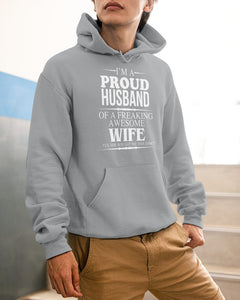 A Proud Husband Of A Freaking Awesome Wife Gift For Family Hoodie