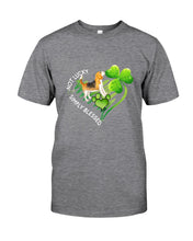 Load image into Gallery viewer, Beagle Not Lucky Simply Blessed Clover Heart St Patrick's Day Gift For Dog Lovers Guys Tee
