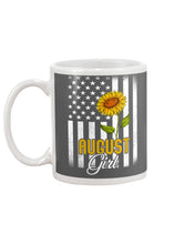 Load image into Gallery viewer, American Flag Sunflower Augustt Girl Trending For Birthday Gift Mug
