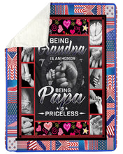 Load image into Gallery viewer, Being Grandpa Is An Honor Being Papa Is Priceless Sherpa Blanket
