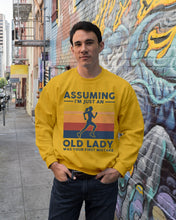 Load image into Gallery viewer, Assuming I'm Just An Old Lady Was Your First Mistake Retro Vintage Sweatshirt
