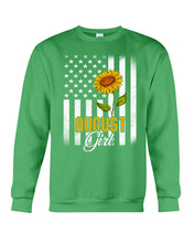 Load image into Gallery viewer, American Flag Sunflower Augustt Girl Trending For Birthday Gift Sweatshirt
