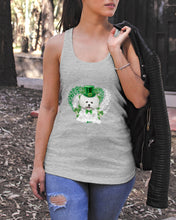 Load image into Gallery viewer, Bichon White And Green Clover Heart Design St Patrick's Day Gift For Dog Lovers Ladies Flowy Tank
