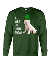 Load image into Gallery viewer, Black Eared White Boxer Puppy Irish Today Green St. Patrick's Day Printed Mug Sweatshirt
