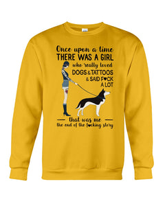 A Girl Really Loved Dogs And Tattoos  Unique Custom Design Sweatshirt