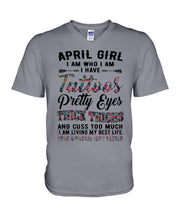 Load image into Gallery viewer, April Girl Has Tattoos Pretty Eyes Thick Thighs For Birthday Gift Guys V-Neck
