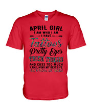 Load image into Gallery viewer, April Girl Has Tattoos Pretty Eyes Thick Thighs For Birthday Gift Guys V-Neck
