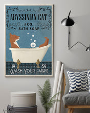 Load image into Gallery viewer, Abyssinian Cat Bath Soap Blue Gift For Dog Lovers Vertical Poster
