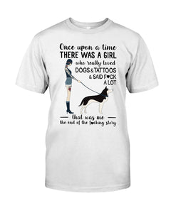 A Girl Really Loved Dogs And Tattoos  Unique Custom Design Guys Tee