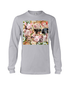 Cute Pig With Flowers Gift For Pig Lovers Unisex Long Sleeve