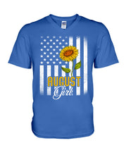 Load image into Gallery viewer, American Flag Sunflower Augustt Girl Trending For Birthday Gift Guys V-Neck
