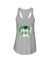 Load image into Gallery viewer, Bichon White And Green Clover Heart Design St Patrick's Day Gift For Dog Lovers Ladies Flowy Tank

