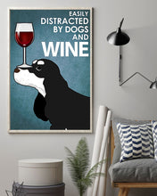 Load image into Gallery viewer, Black And White Cocker Spaniel Dog And Red Wine Gift For Dog Lovers Vertical Poster
