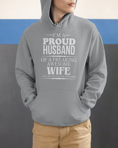 A Proud Husband Of A Freaking Awesome Wife Gift For Family Hoodie
