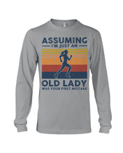 Load image into Gallery viewer, Assuming I'm Just An Old Lady Was Your First Mistake Retro Vintage Unisex Long Sleeve
