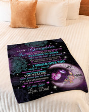 Load image into Gallery viewer, Blue And Black Mandala Design You Are My Sunshine Daddy Gift For Daughter Fleece Blanket
