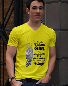 A Granddaughter To A Grandpa With Wings Handheld Gift For Granddaughter Guys V-Neck