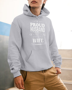A Proud Husband Of A Freaking Awesome Wife Gift For Family Hoodie