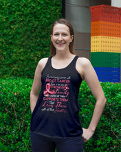 Load image into Gallery viewer, Behind Every Woman With Breast Cancer  Meaningful Gift For Family Ladies Flowy Tank

