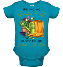 Load image into Gallery viewer, And Into The Garden I Go To Lose My Mind And I Find My Soul Baby Onesie
