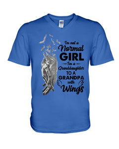 A Granddaughter To A Grandpa With Wings Handheld Gift For Granddaughter Guys V-Neck