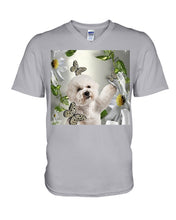 Load image into Gallery viewer, Bichon Frise With Butterflies Simple Custom Design  For Dog Lovers Guys V-Neck
