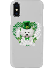 Load image into Gallery viewer, Bichon White And Green Clover Heart Design St Patrick's Day Gift For Dog Lovers Phone case
