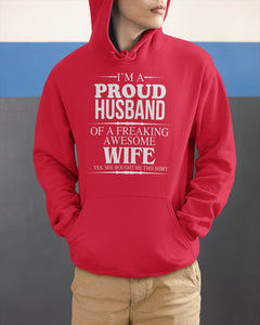 A Proud Husband Of A Freaking Awesome Wife Gift For Family Hoodie