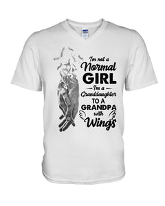 A Granddaughter To A Grandpa With Wings Handheld Gift For Granddaughter Guys V-Neck