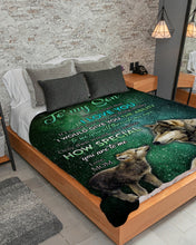 Load image into Gallery viewer, Wolves Galaxy How Special You Are Mom Gift For Son Sherpa Blanket

