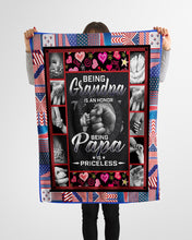 Load image into Gallery viewer, Being Grandpa Is An Honor Being Papa Is Priceless Fleece Blanket
