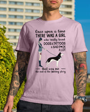 Load image into Gallery viewer, A Girl Really Loved Dogs And Tattoos  Unique Custom Design Guys Tee

