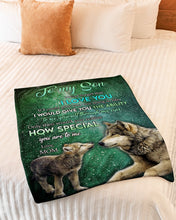 Load image into Gallery viewer, Wolves Galaxy How Special You Are Mom Gift For Son Fleece Blanket
