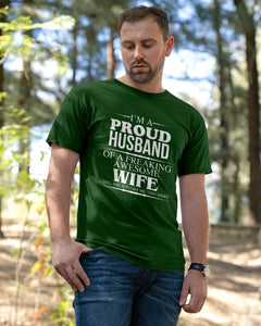 A Proud Husband Of A Freaking Awesome Wife Gift For Family Guys Tee