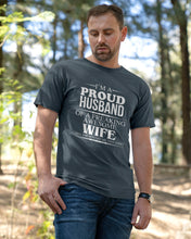 Load image into Gallery viewer, A Proud Husband Of A Freaking Awesome Wife Gift For Family Guys Tee

