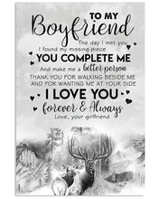 Load image into Gallery viewer, Deer Gift For Boyfriend You Complete Me Vertical Poster
