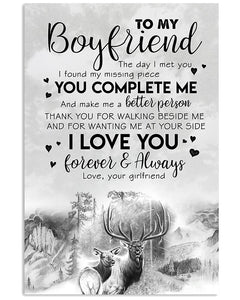Deer Gift For Boyfriend You Complete Me Vertical Poster