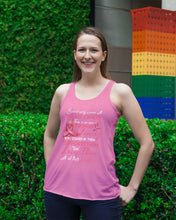 Load image into Gallery viewer, Behind Every Woman With Breast Cancer  Meaningful Gift For Family Ladies Flowy Tank
