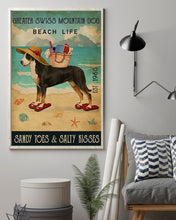 Load image into Gallery viewer, Beach Life Sandy Toes Greater Swiss Mountain Dog Gift For Dog Lovers Vertical Poster
