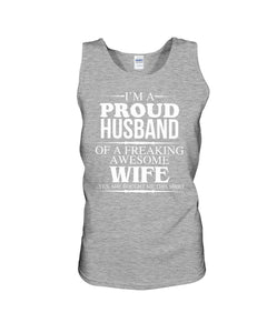 A Proud Husband Of A Freaking Awesome Wife Gift For Family Unisex Tank Top